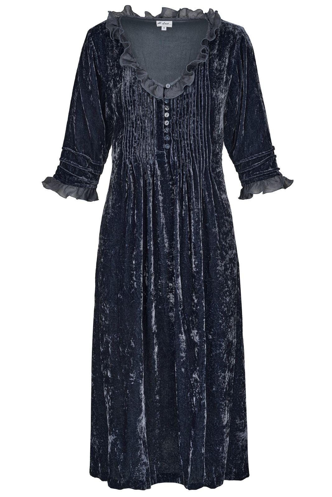 Silk Velvet Karen Dress In French Grey