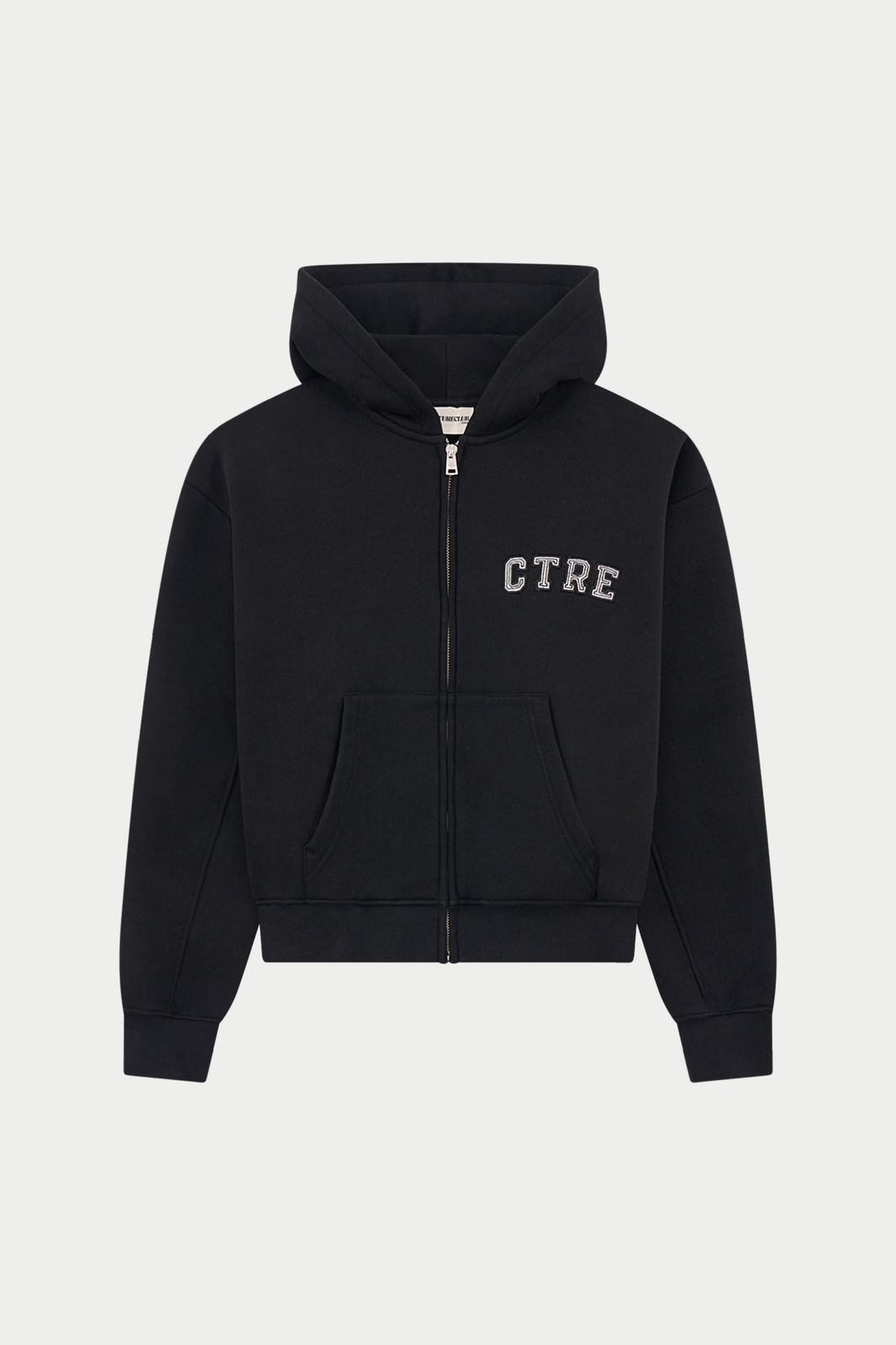 CTRE ZIP THROUGH RELAXED HOODIE - BLACK