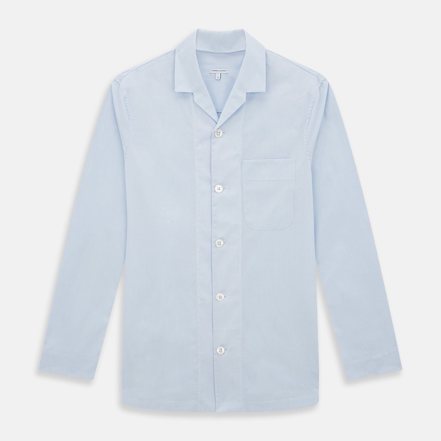 Pale Blue Fine Micro Check Pyjama Shirt