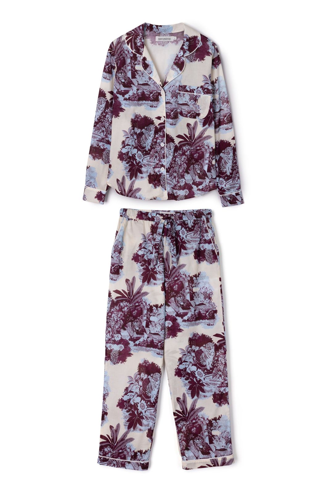 Long Pyjama Set Tippi Cream/blue/plum