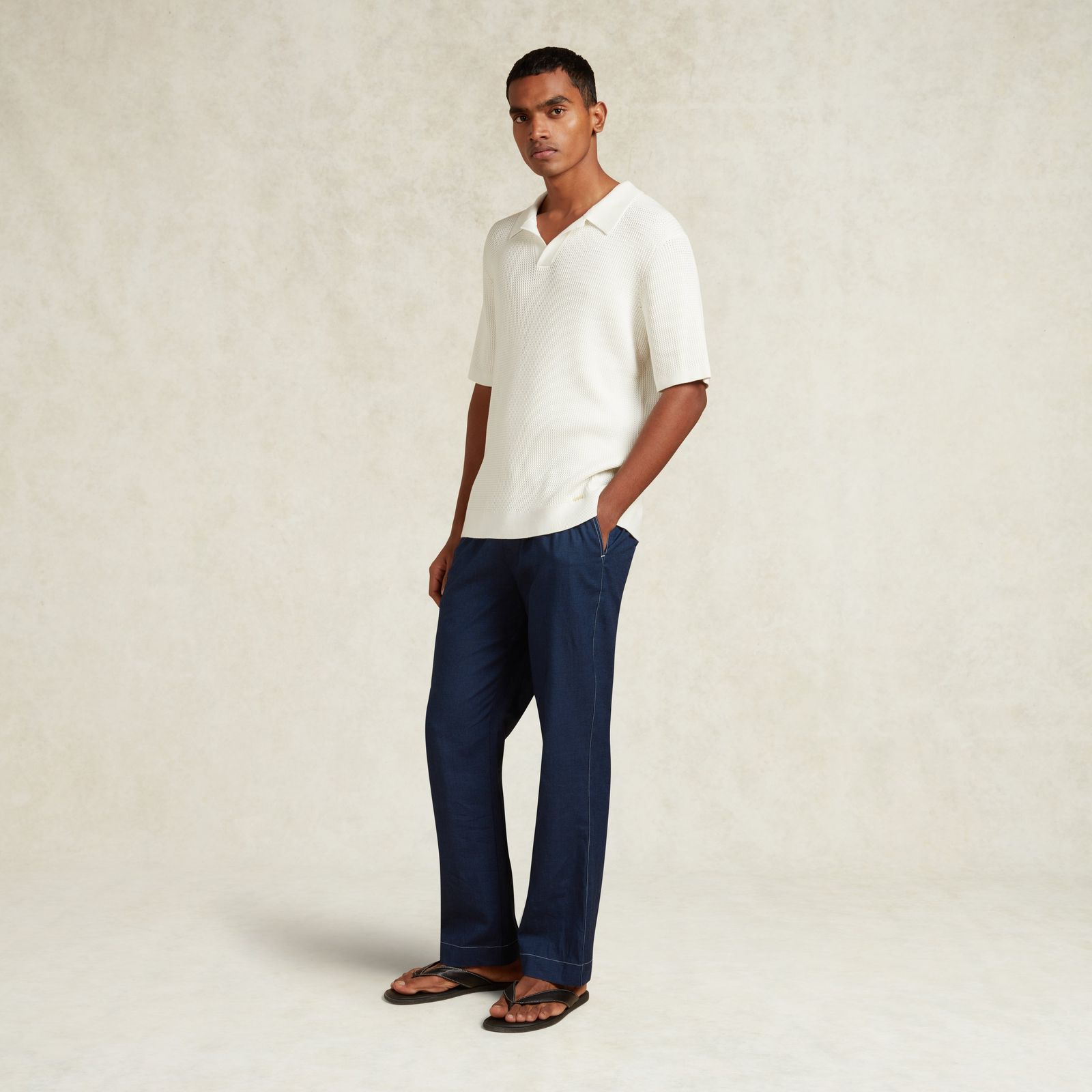 FACUNDO SILK BLEND KNITTED POLO - WHITE