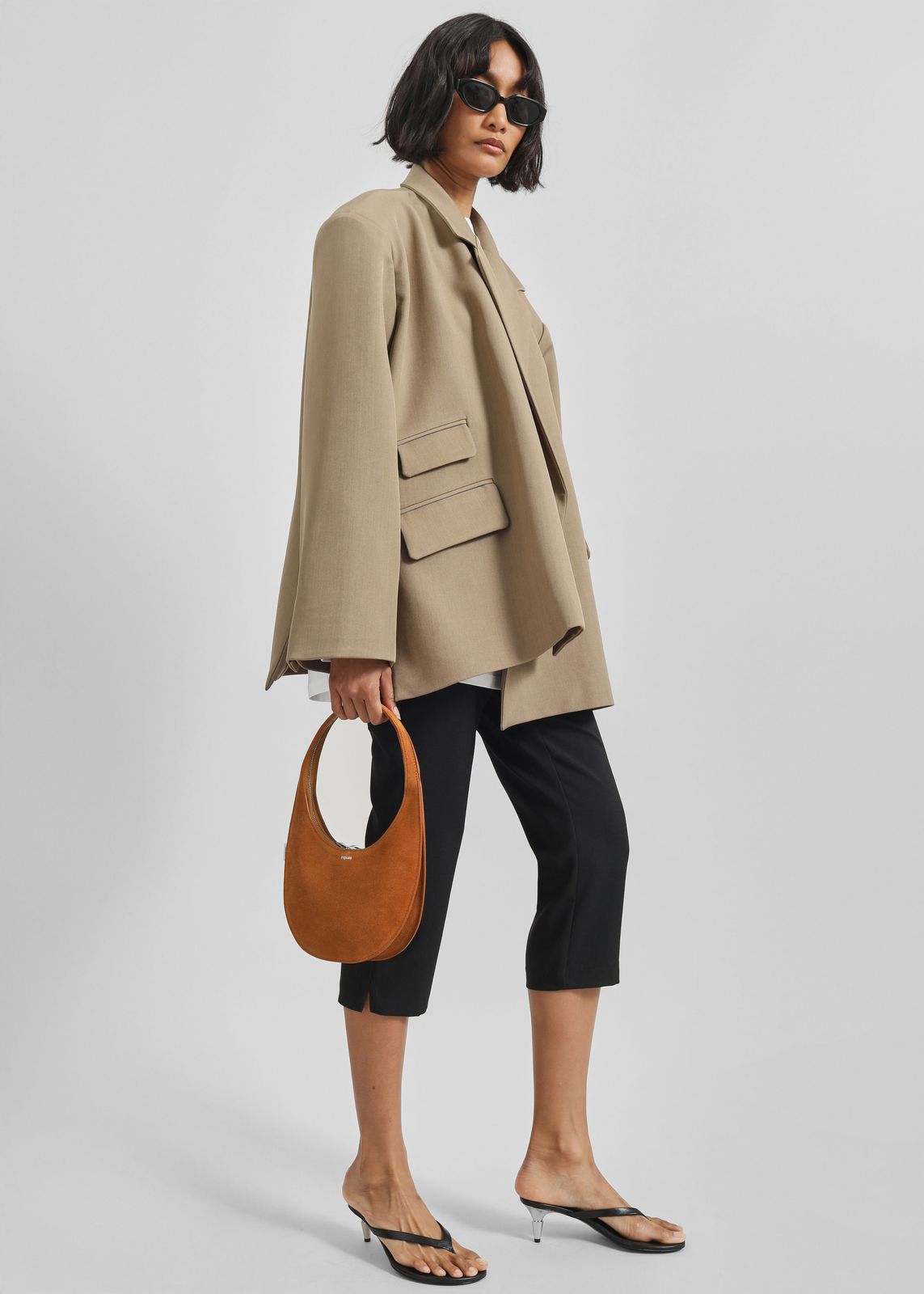 Tolmer Boxy Wrap Blazer - Taupe Melange