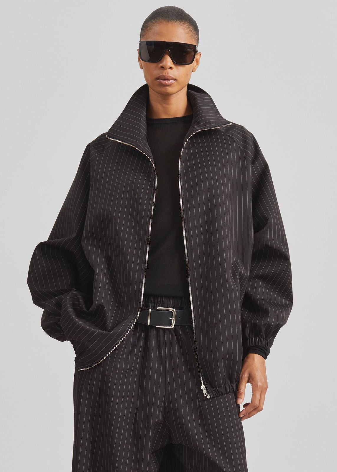 Baxter Track Jacket - Black/White Pinstripe