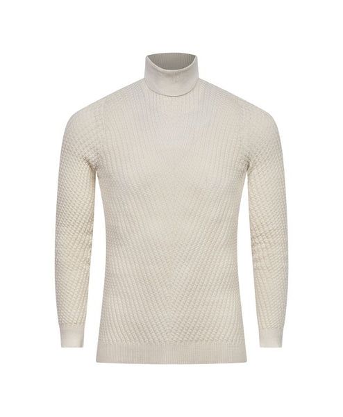 Champagne Textured Turtleneck