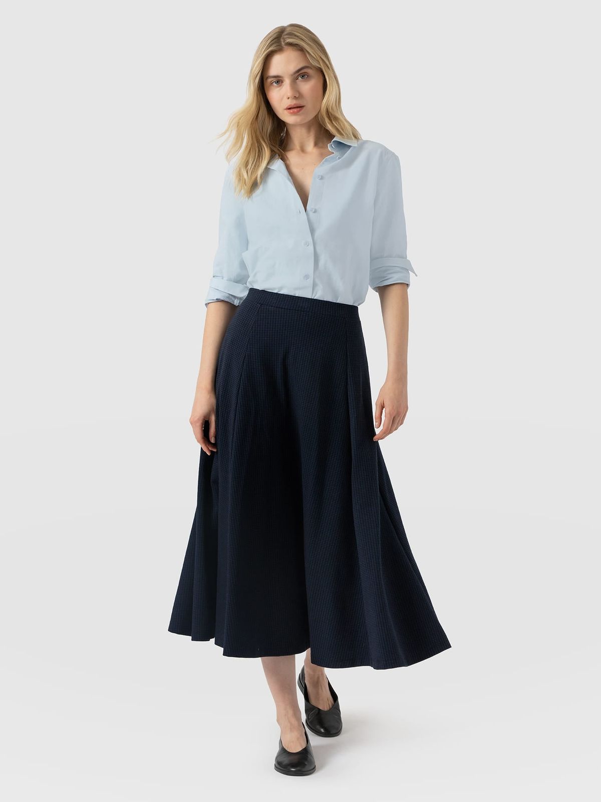 Neve Fit & Flare Skirt - Navy Mini Houndstooth
