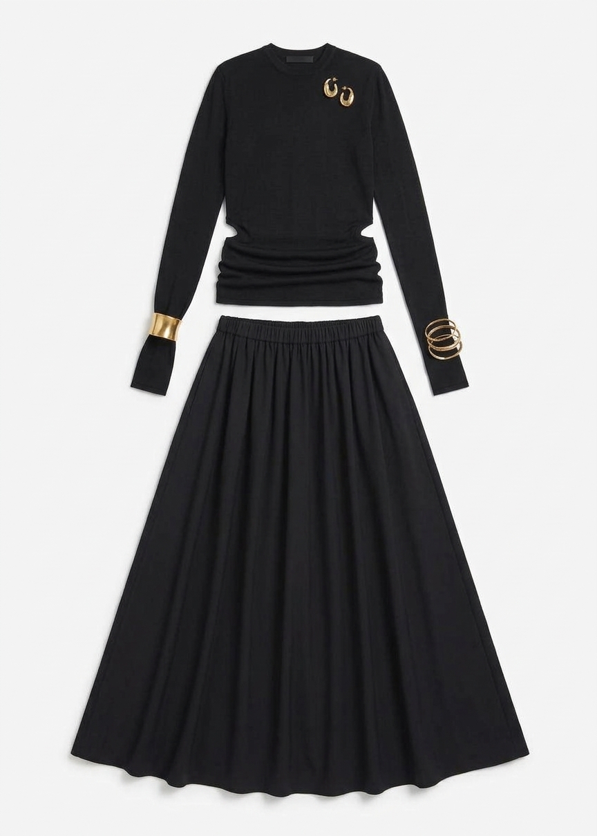 Kazel Thin Knit Top - Black