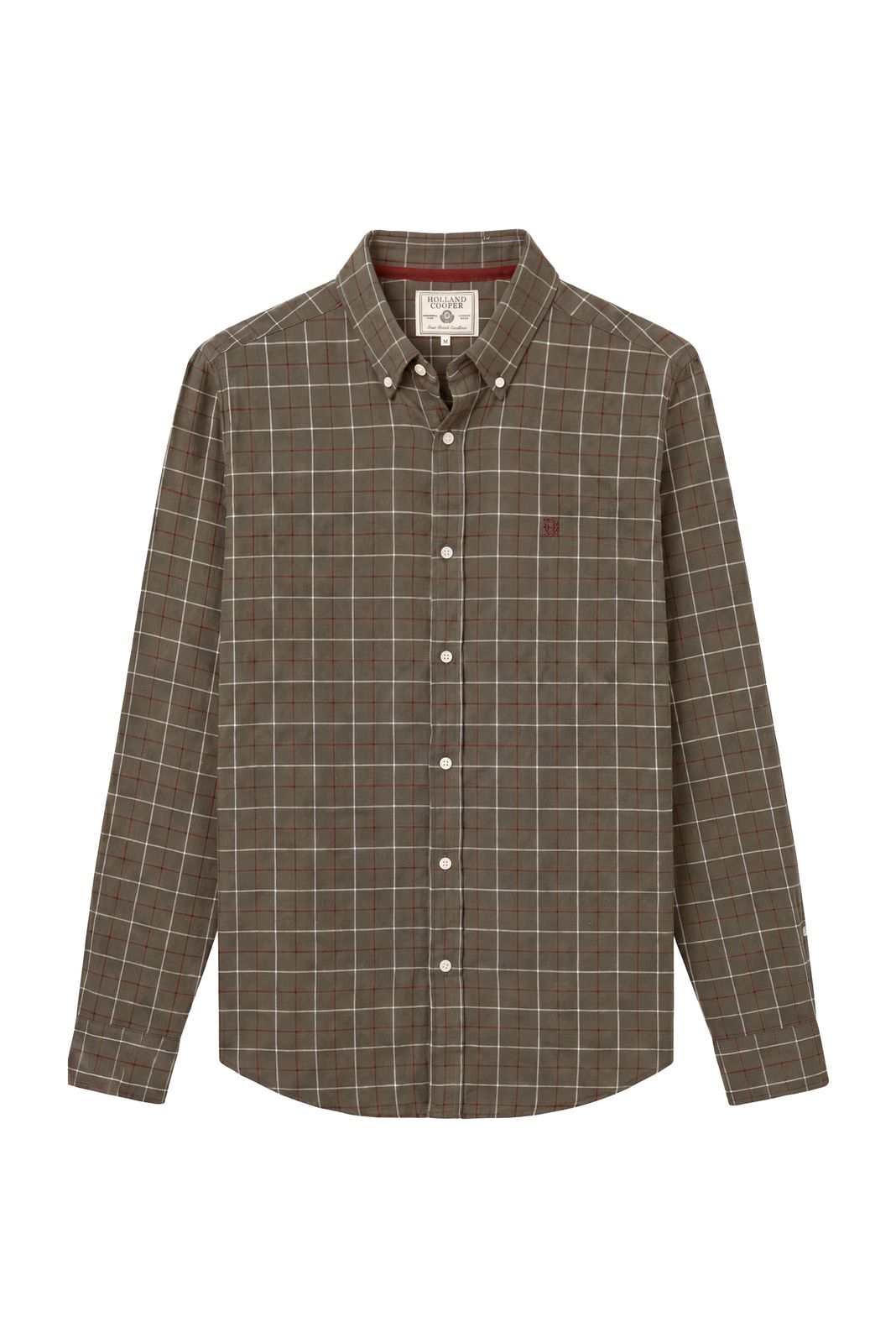 Men's Classic Fit Brushed Cotton Shirt (ruby Khaki Check)