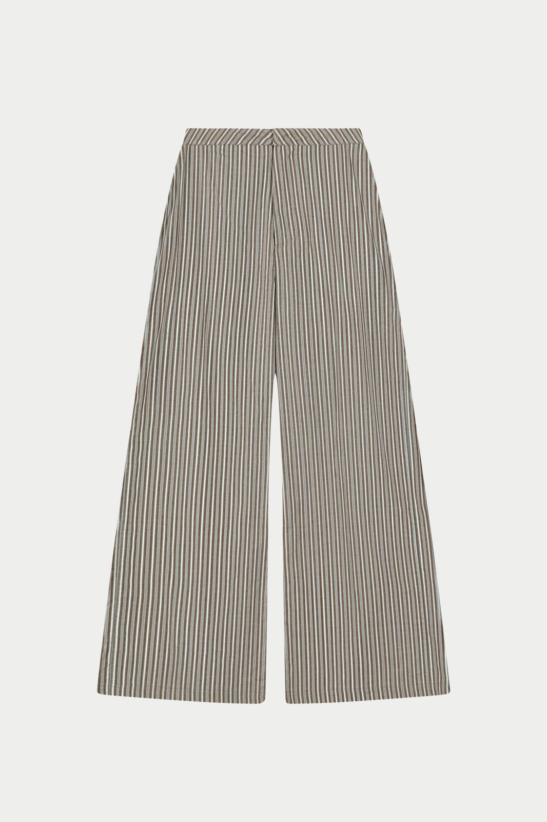 STRIPE WIDE LEG TROUSERS - KHAKI