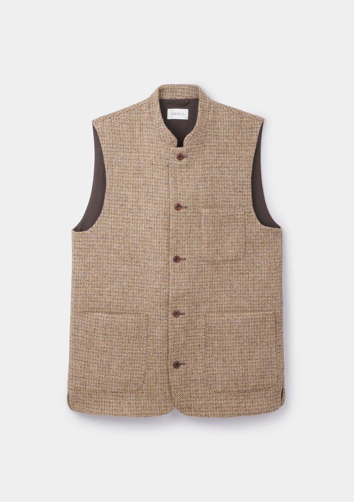 Golden Brown Harris Tweed Nehru Waistcoat