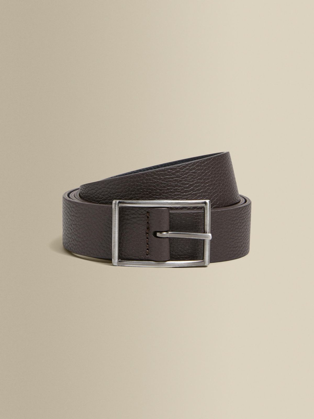 Textured Leather Reversible Belt