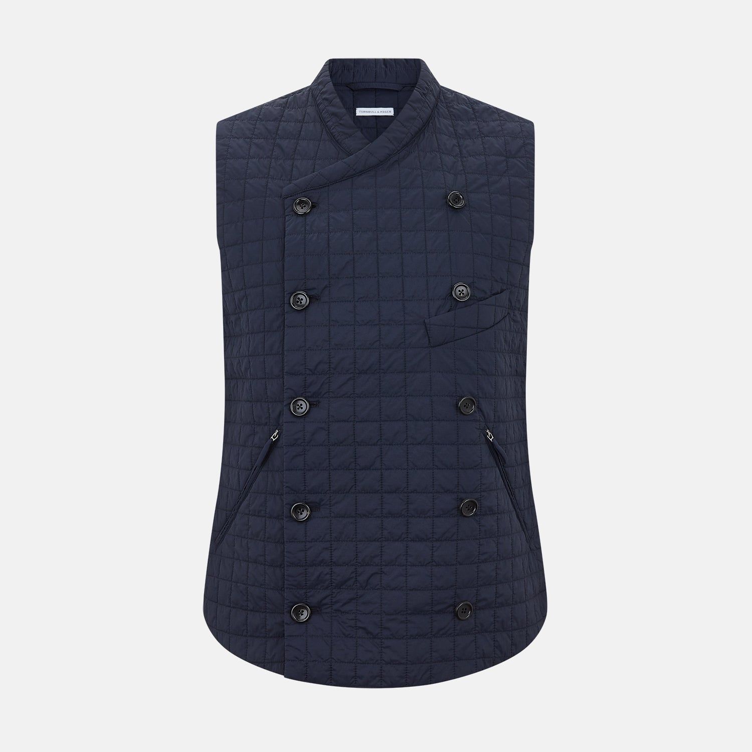 Navy Double-Breasted Quilted Gilet