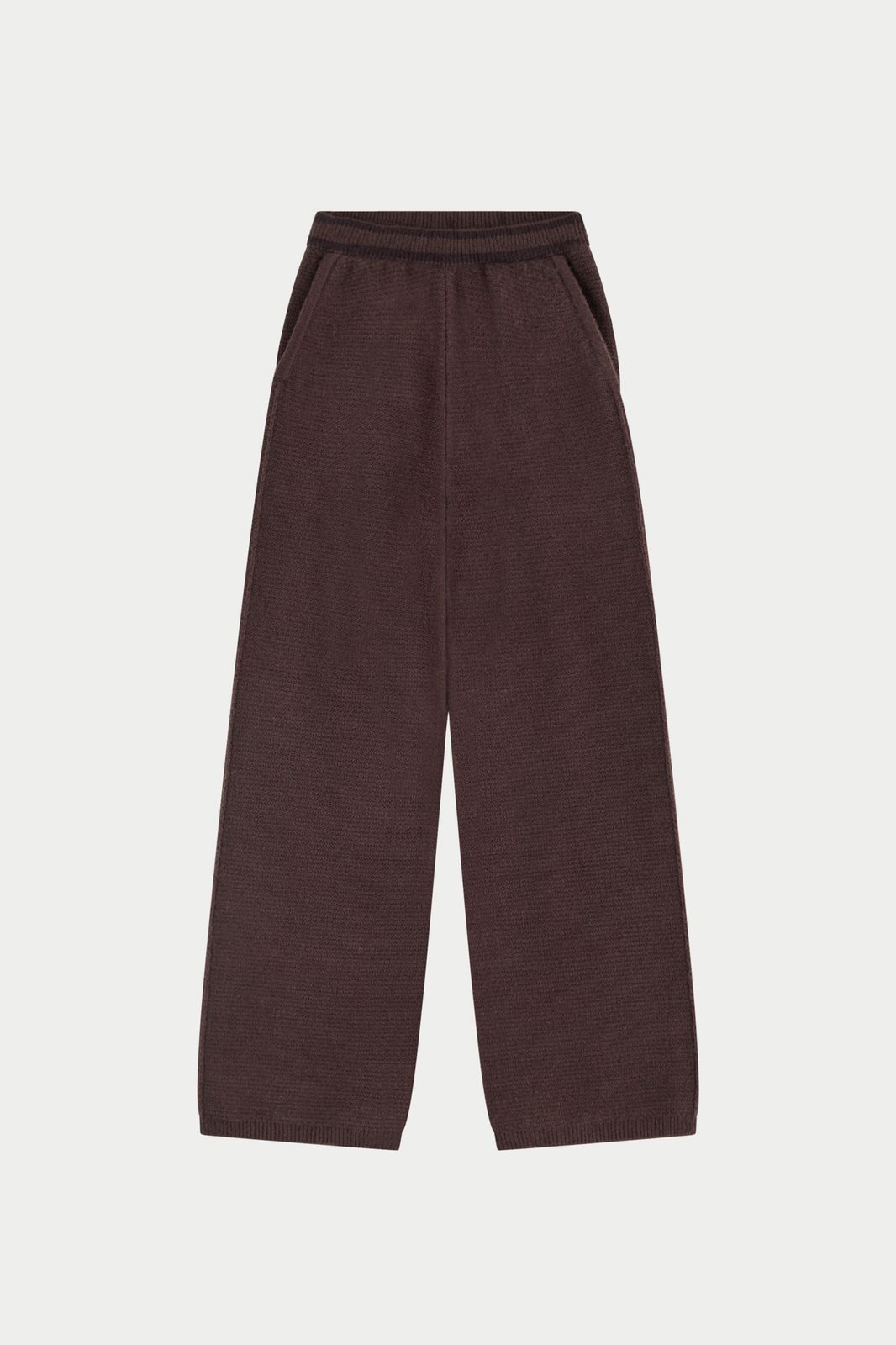CONTRAST STRIPE KNITTED JOGGERS - CHOCOLATE
