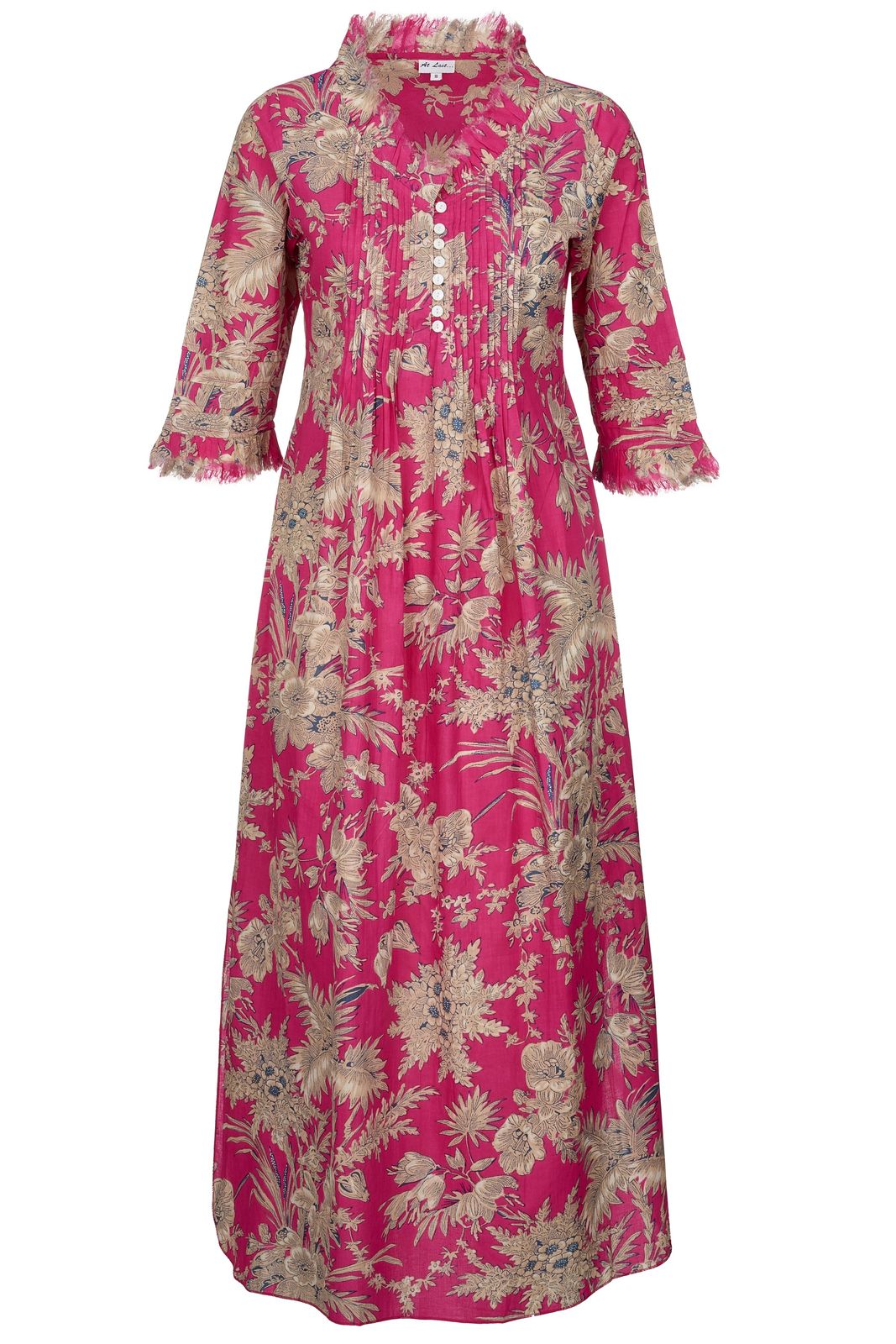 Cotton Annabel Maxi Dress In Hot Pink