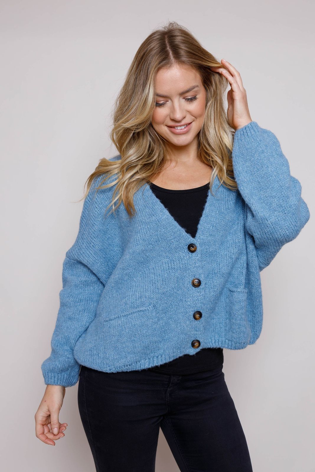 Fleurs Soft Chunky Knit Boyfriend Cardigan
