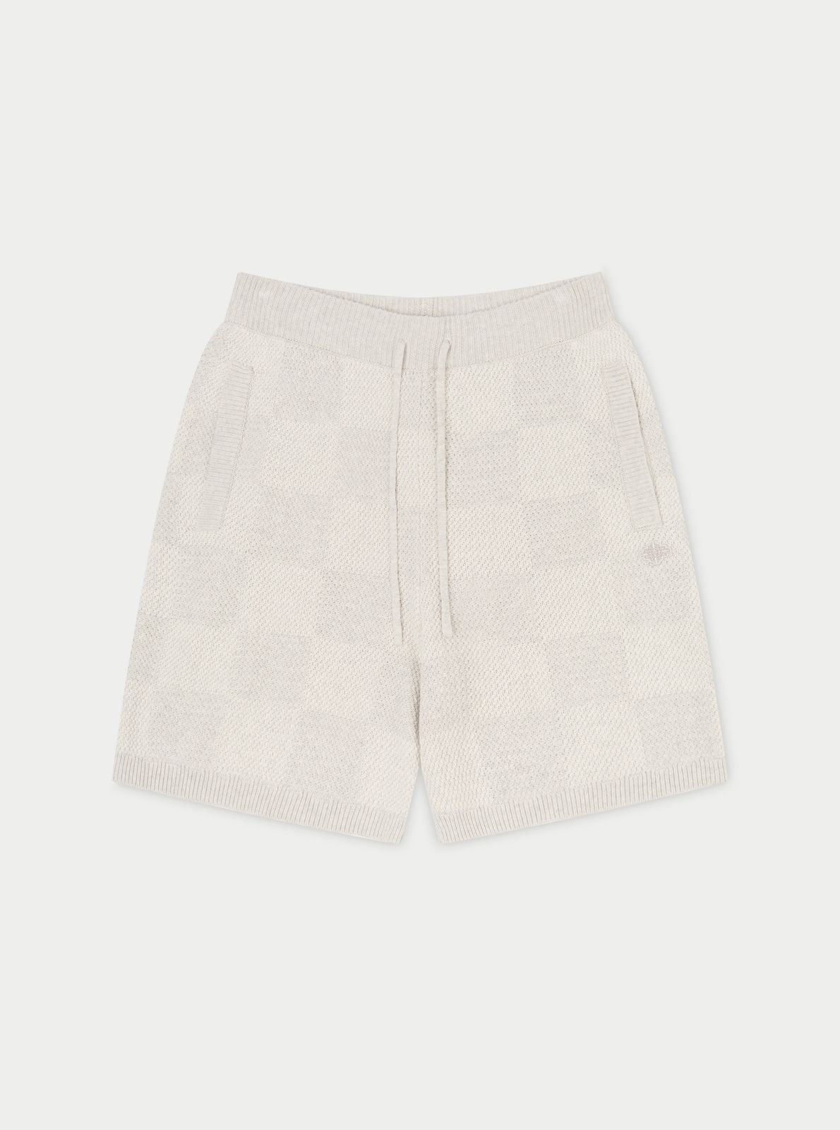 KNITTED CHECKERBOARD SHORTS - GREY