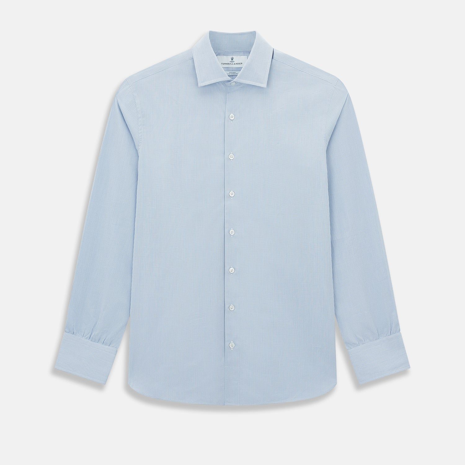 Sky Blue Micro-Tattersall Check Belgravia Shirt