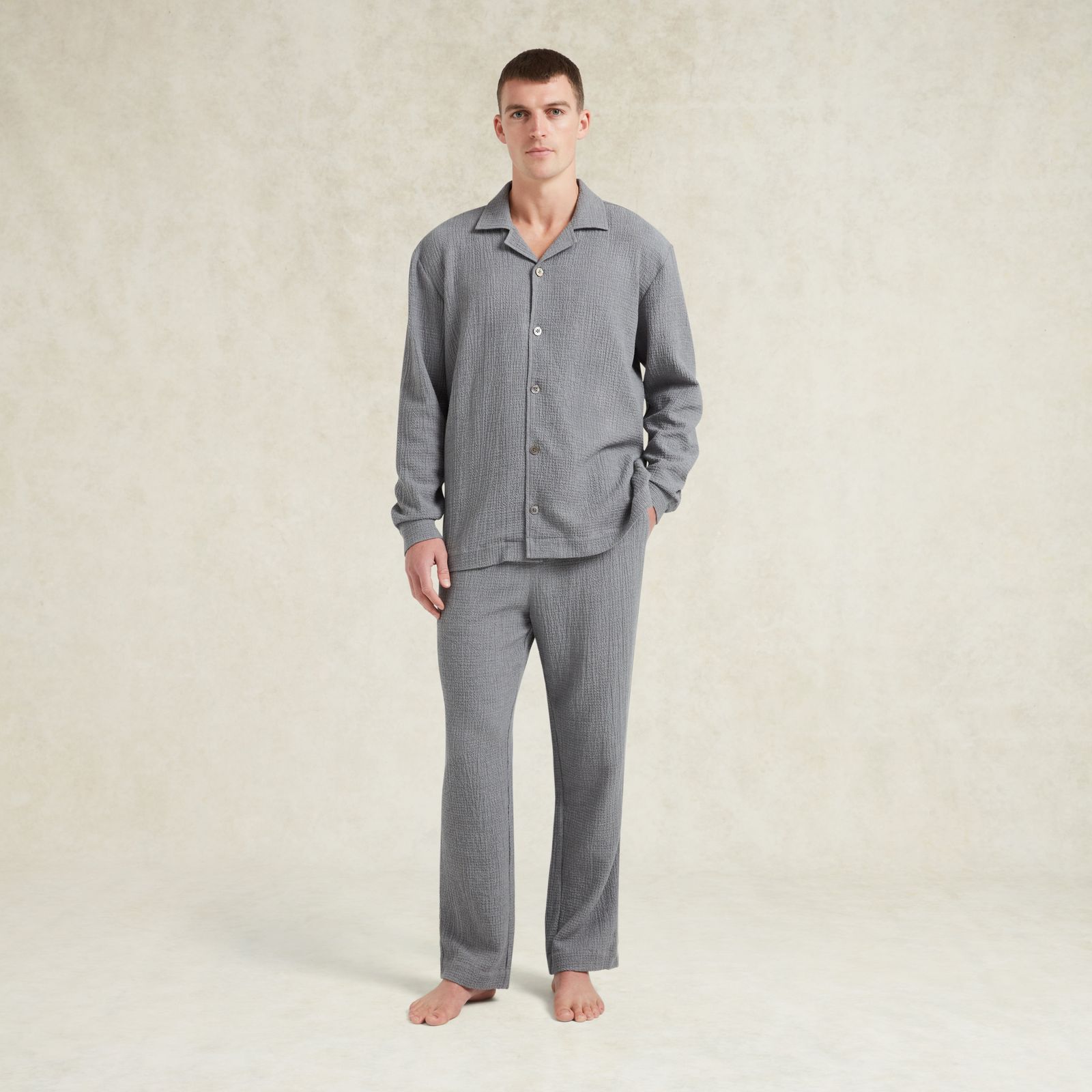 Cotton Cashmere Pyjama Trouser - Grey Marl