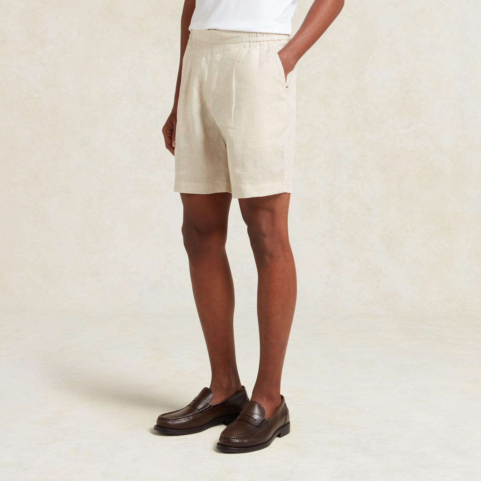 LINEN SHORTS - OAT