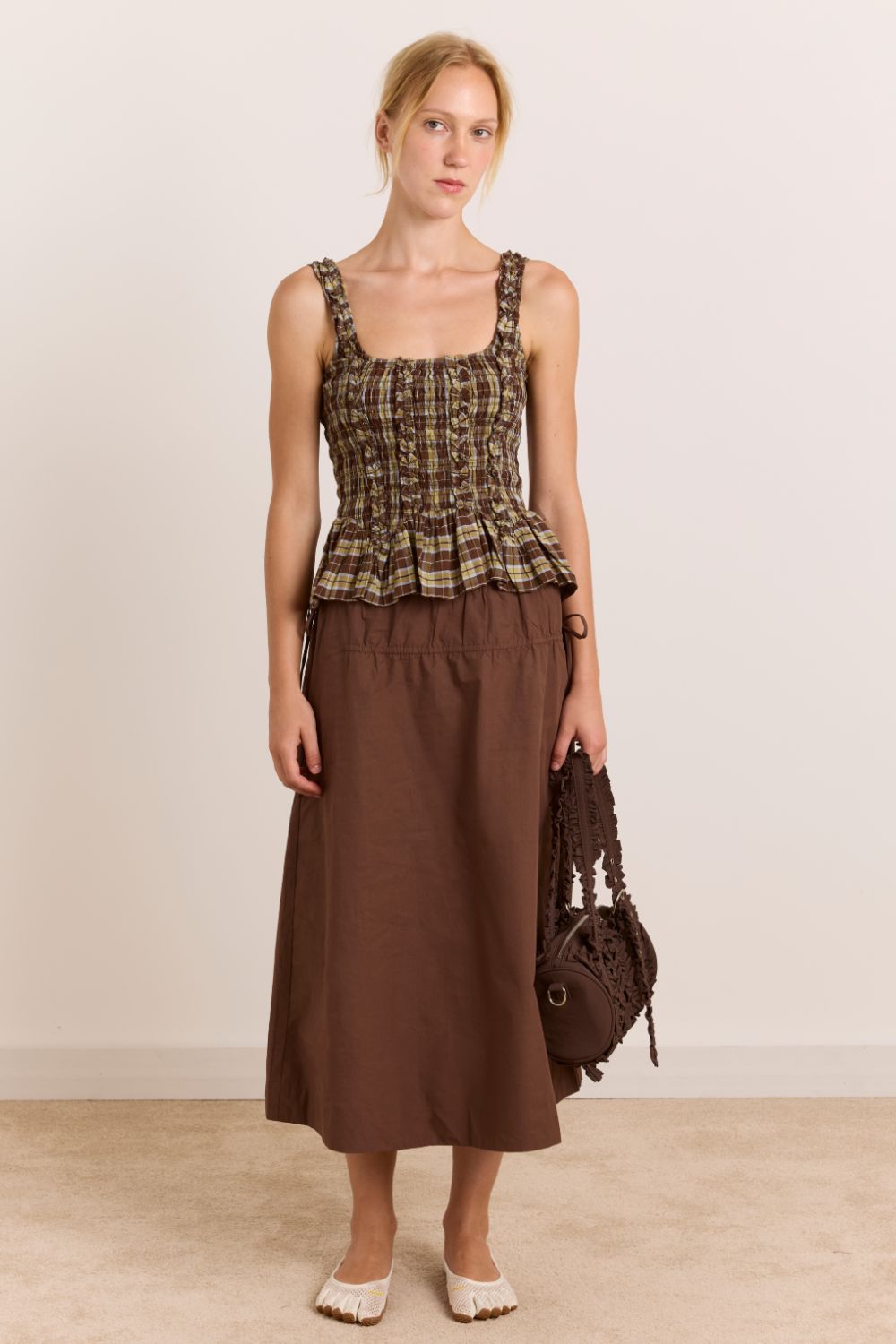 Caspia Midi Skirt - Choc