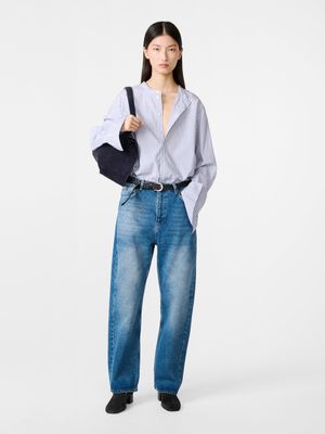 Denjo Straight Leg Denim Pant in Worn Wash Indigo