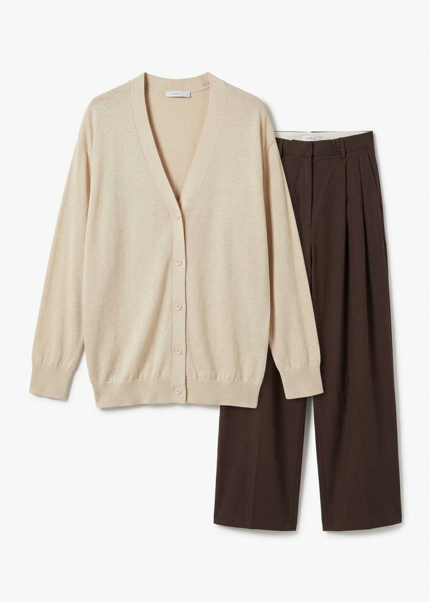 Zina V-neck Cardigan - Beige