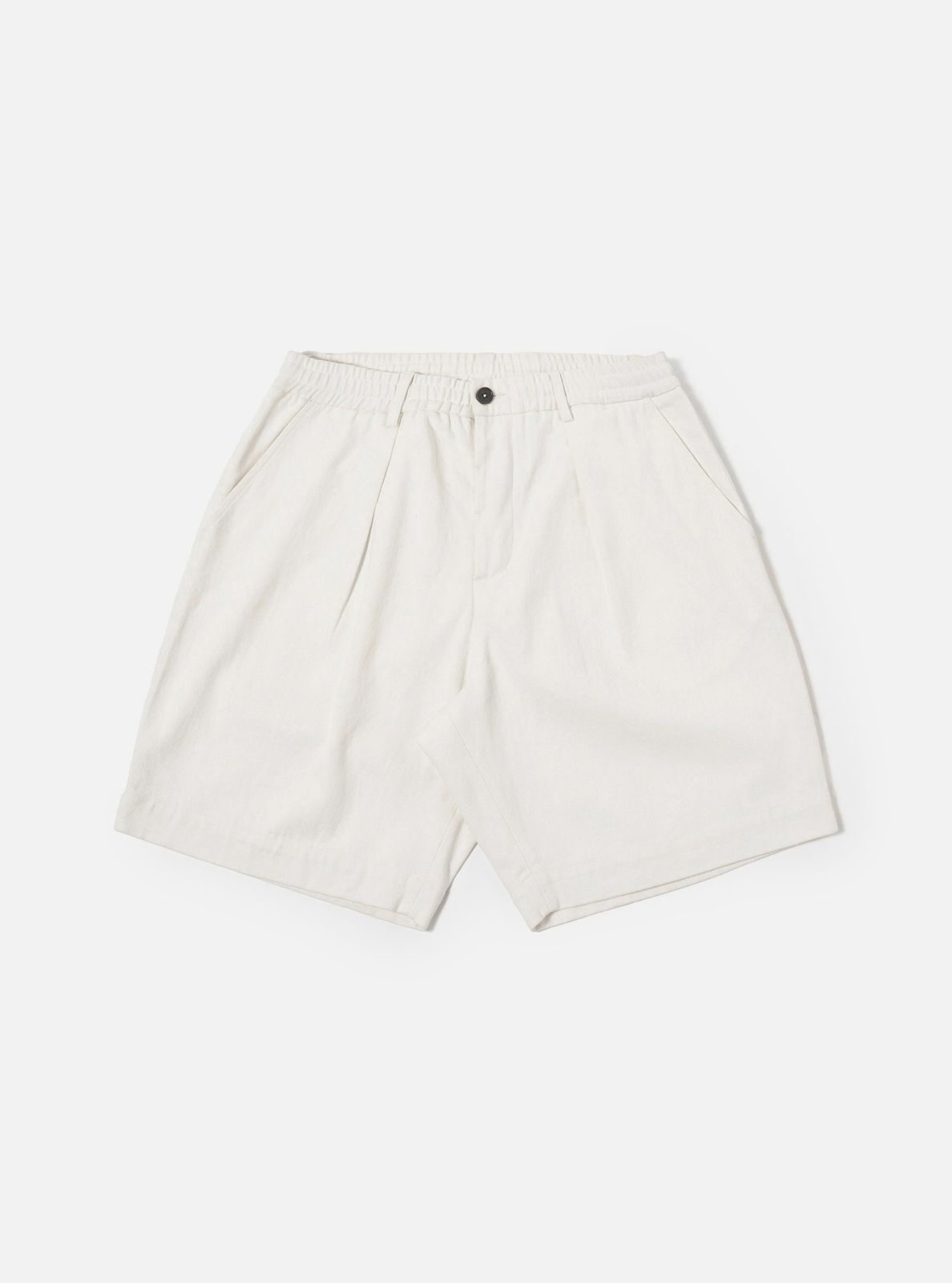 Ecru Slub Drill Pleated Track Short