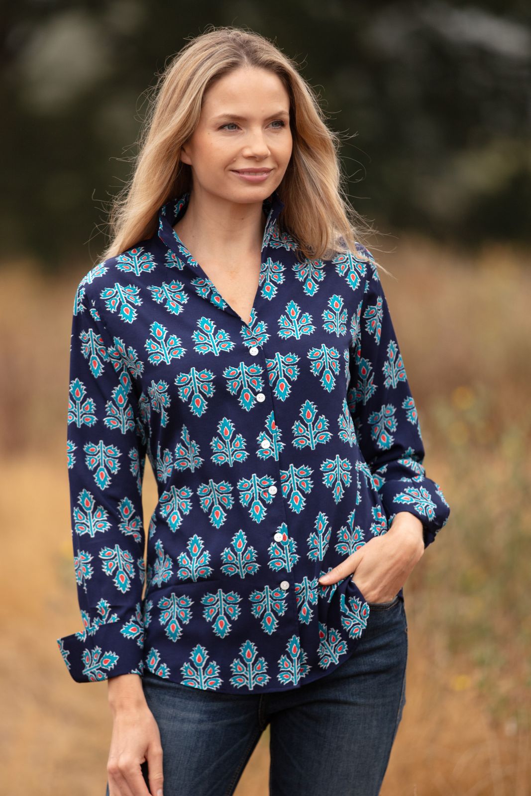 Chelsea Shirt In Navy & Blue Thistle