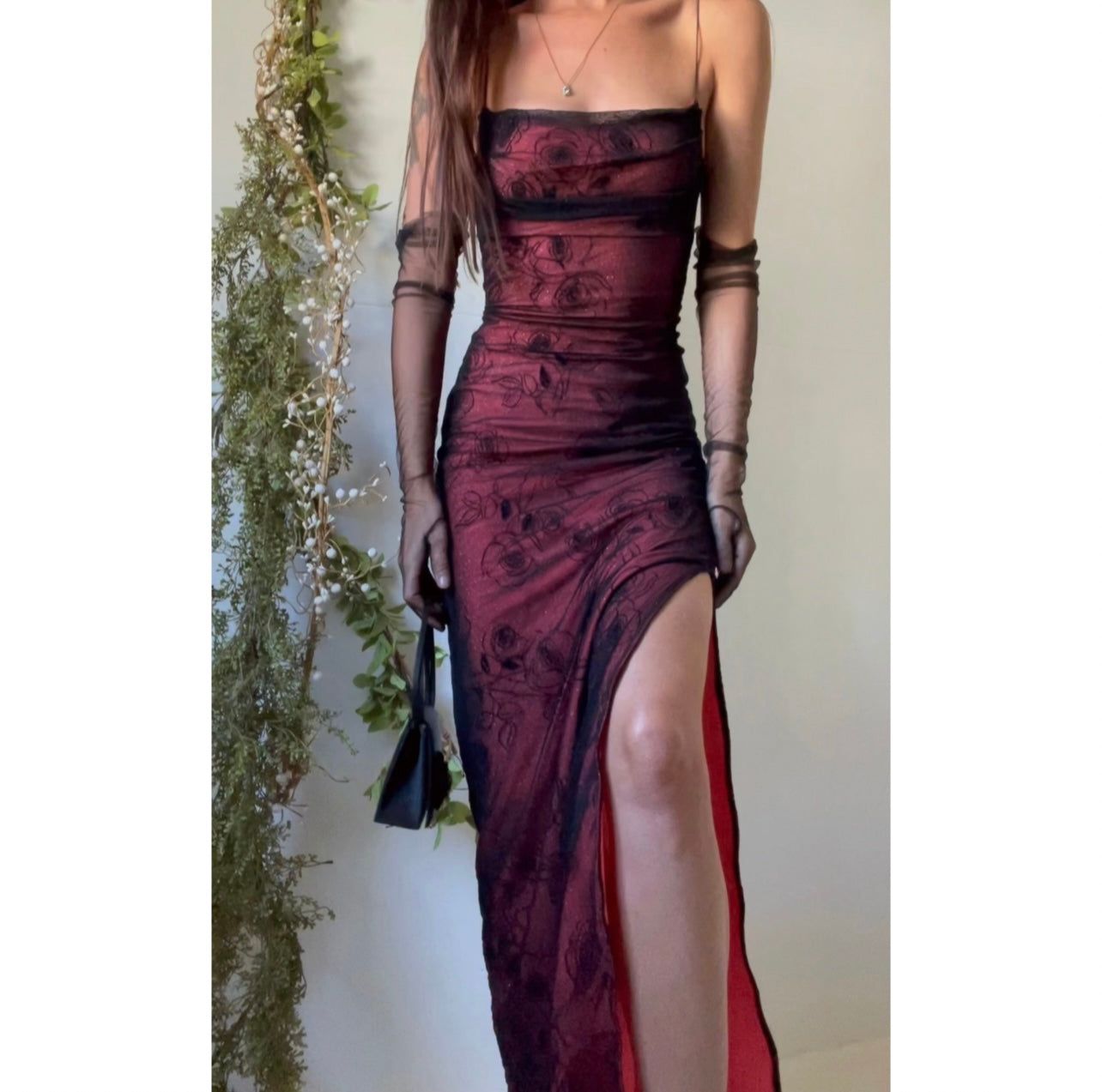 Layered Coral Rose Sparkle Gown (Handmade to Order)