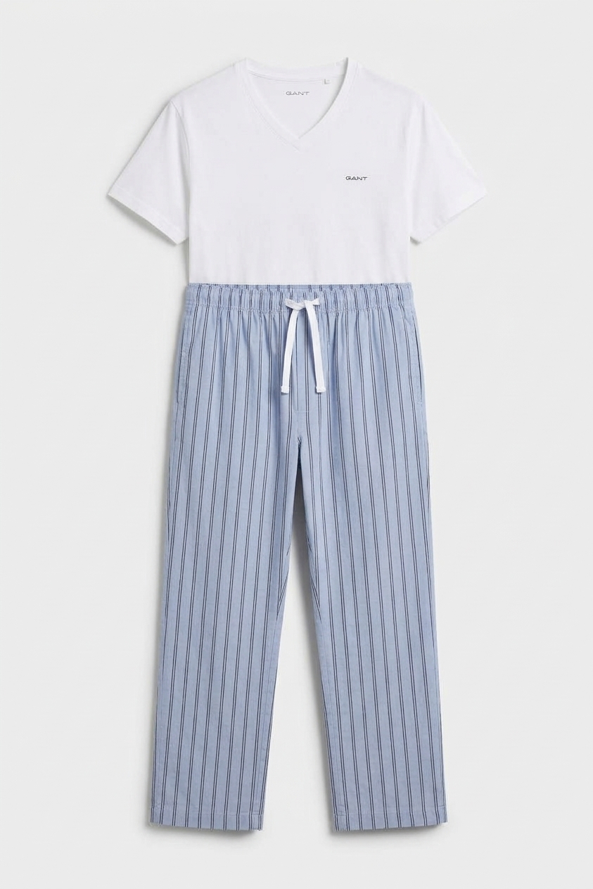 Striped Poplin Pajama Pants - Lavender Blue