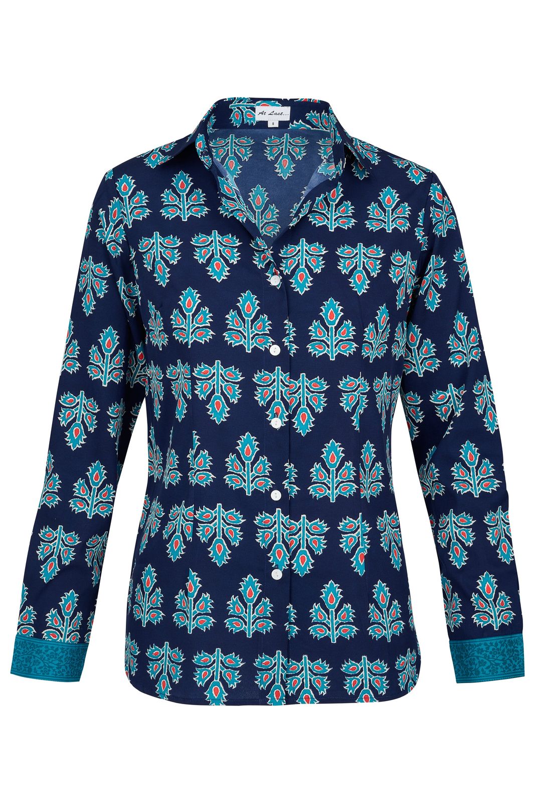 Mayfair Shirt In Navy & Blue Thistle With Contrast Cuff