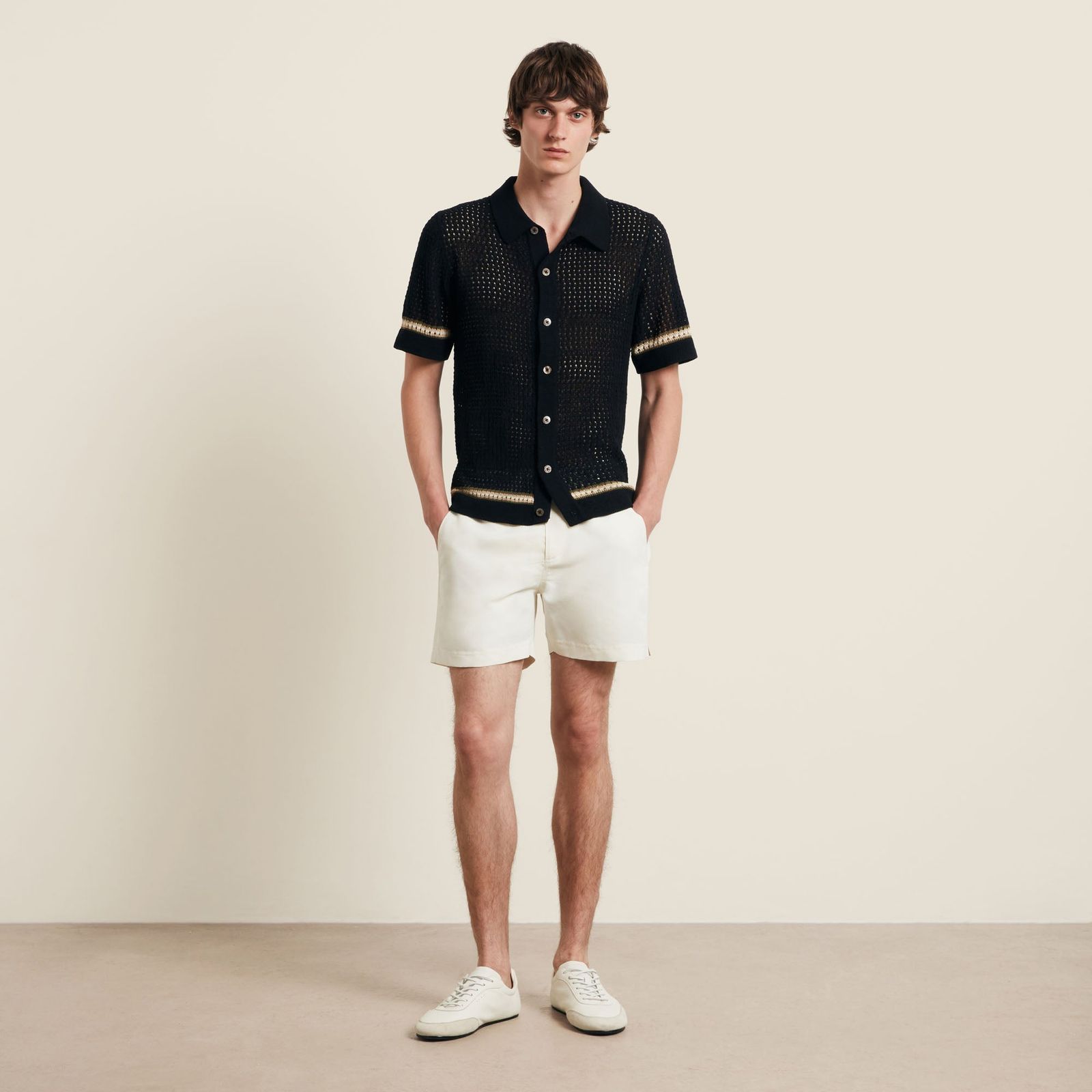 Benicio Crochet Shirt - Black