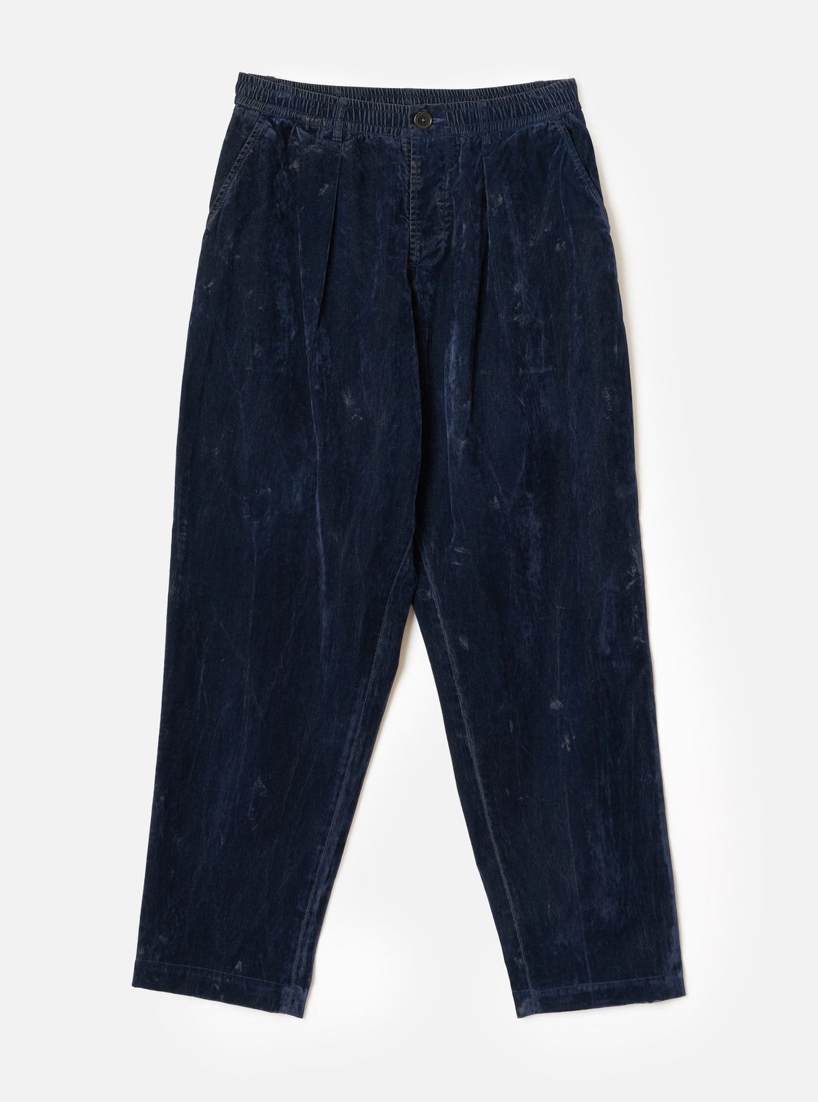 Navy Flock Chambray Pleated Track Pant