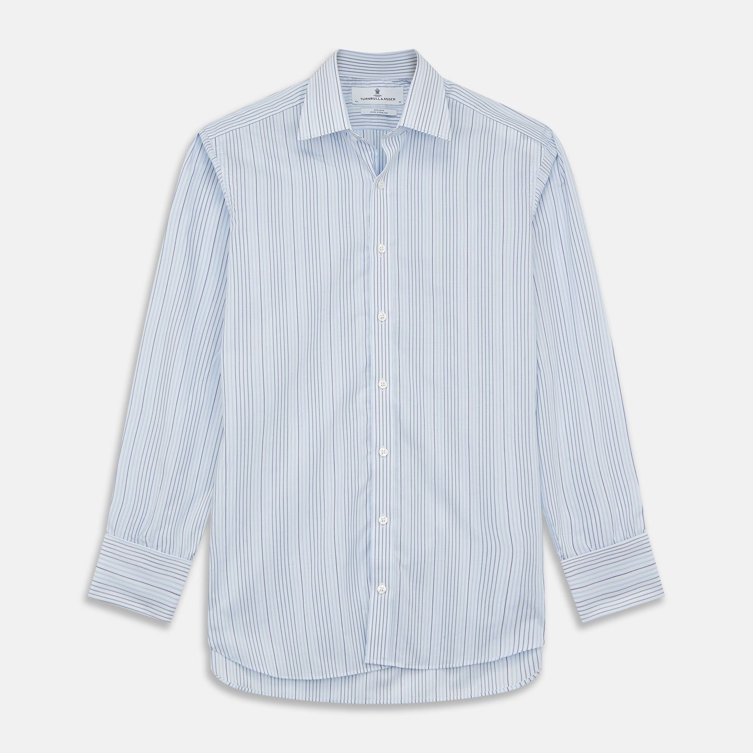 Blue And White Stripe Twill Cotton Regular Fit Shirt with T&A Collar And Double Cuffs