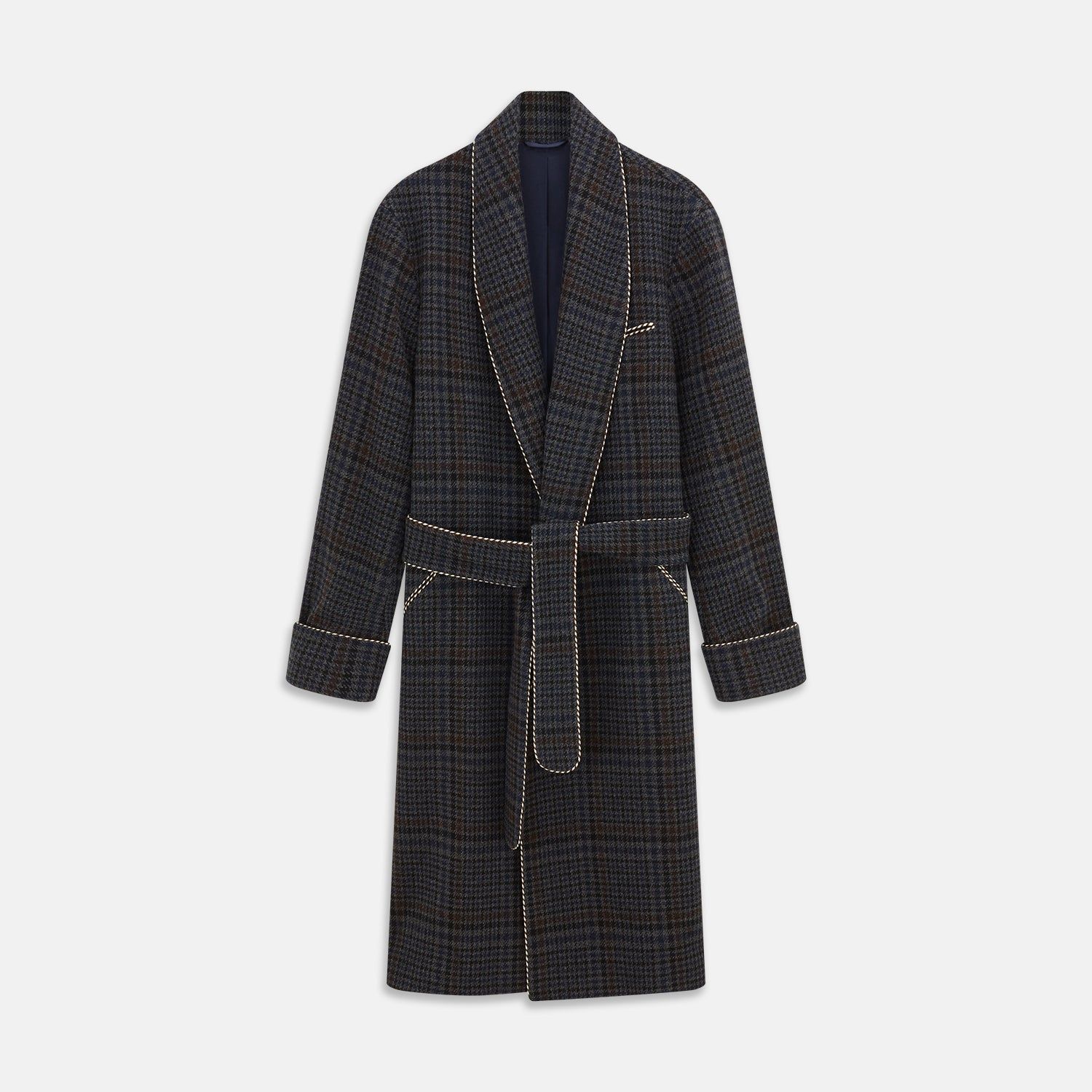 Charcoal Grey Check Wool Pierce Gown