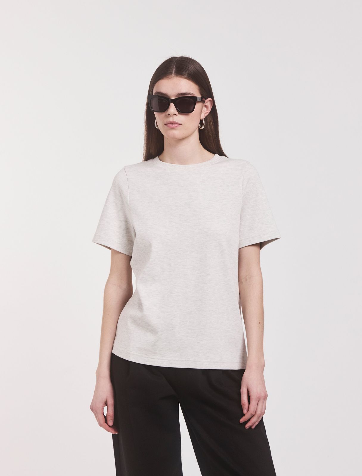 Compact Cotton Oversized T-Shirt in Light Grey Marl