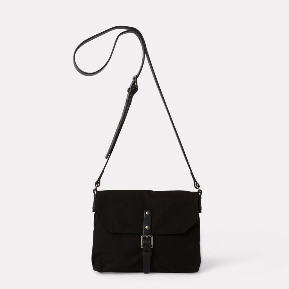 Friday Waxed Cotton Crossbody Bag in Black