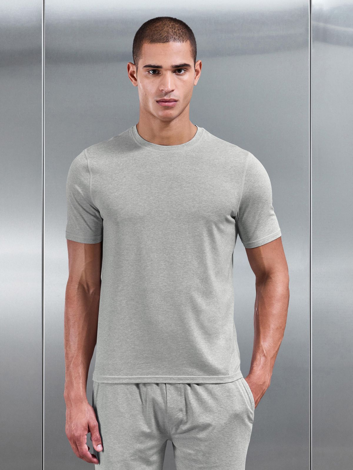 Soft Jersey Motion T-Shirt in Marl Grey