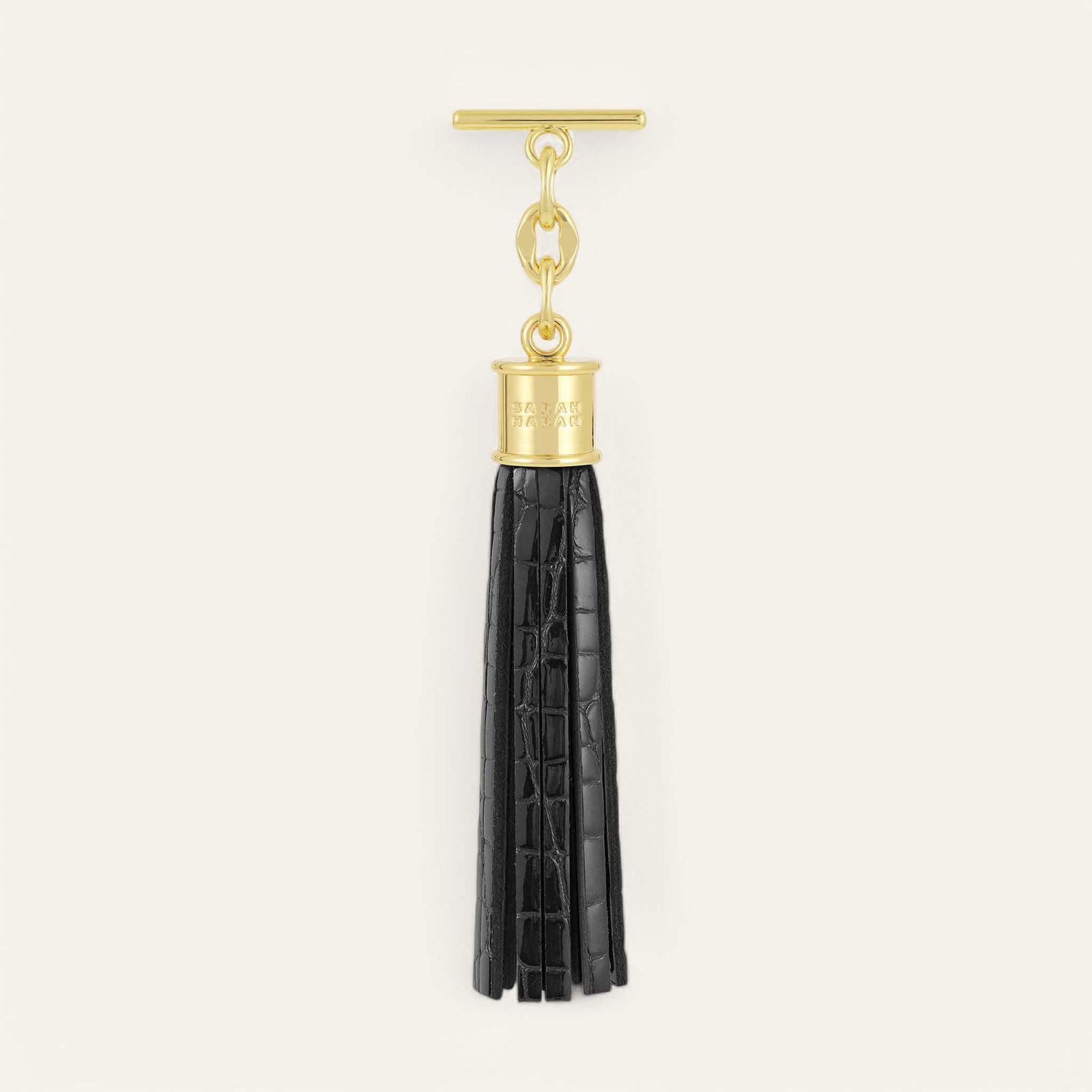 Capsule Tassel Classic | Black Patent Croc with Gold hardware