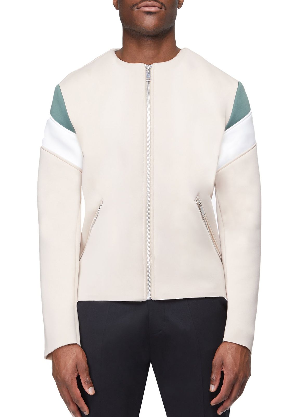 Collarless Biker Jacket