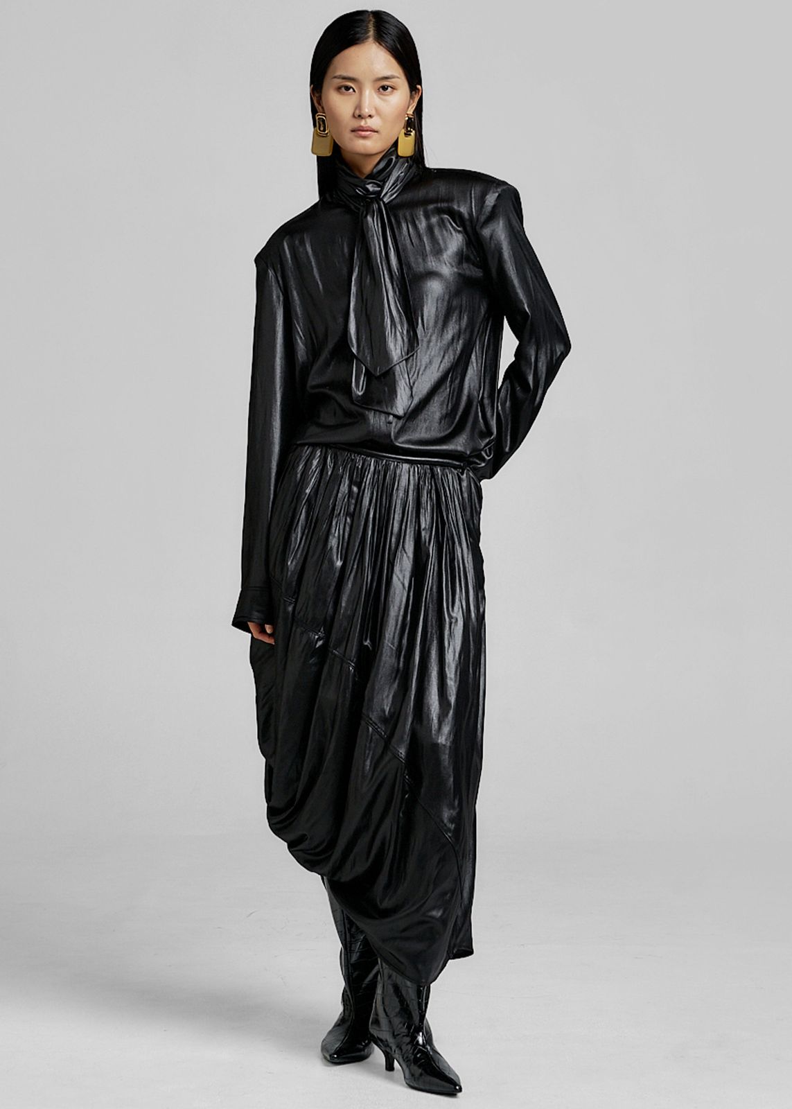 Mabillon Corded Draped Skirt - Black