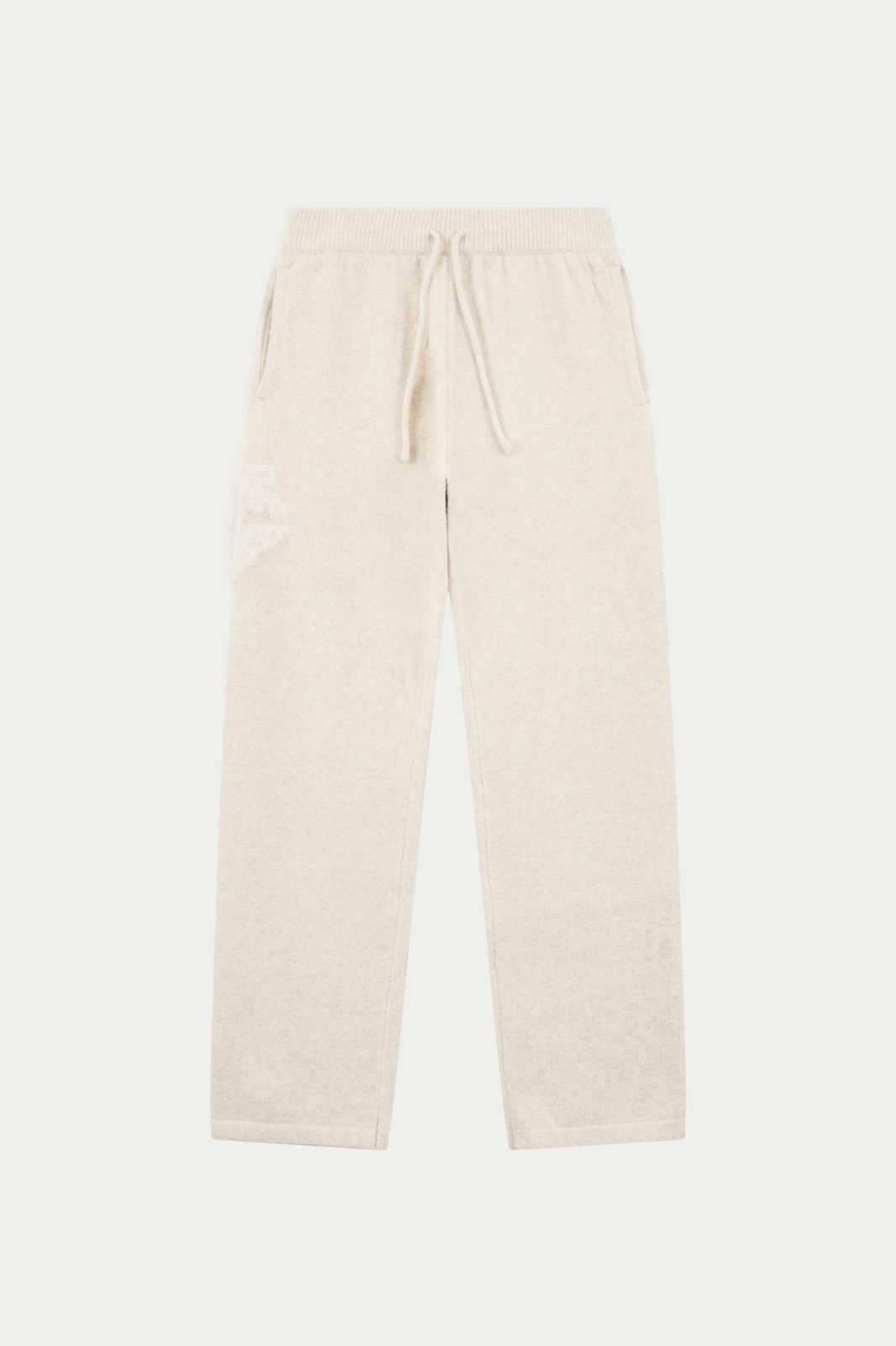 MONOGRAM FLUFFY KNIT JOGGERS - BEIGE