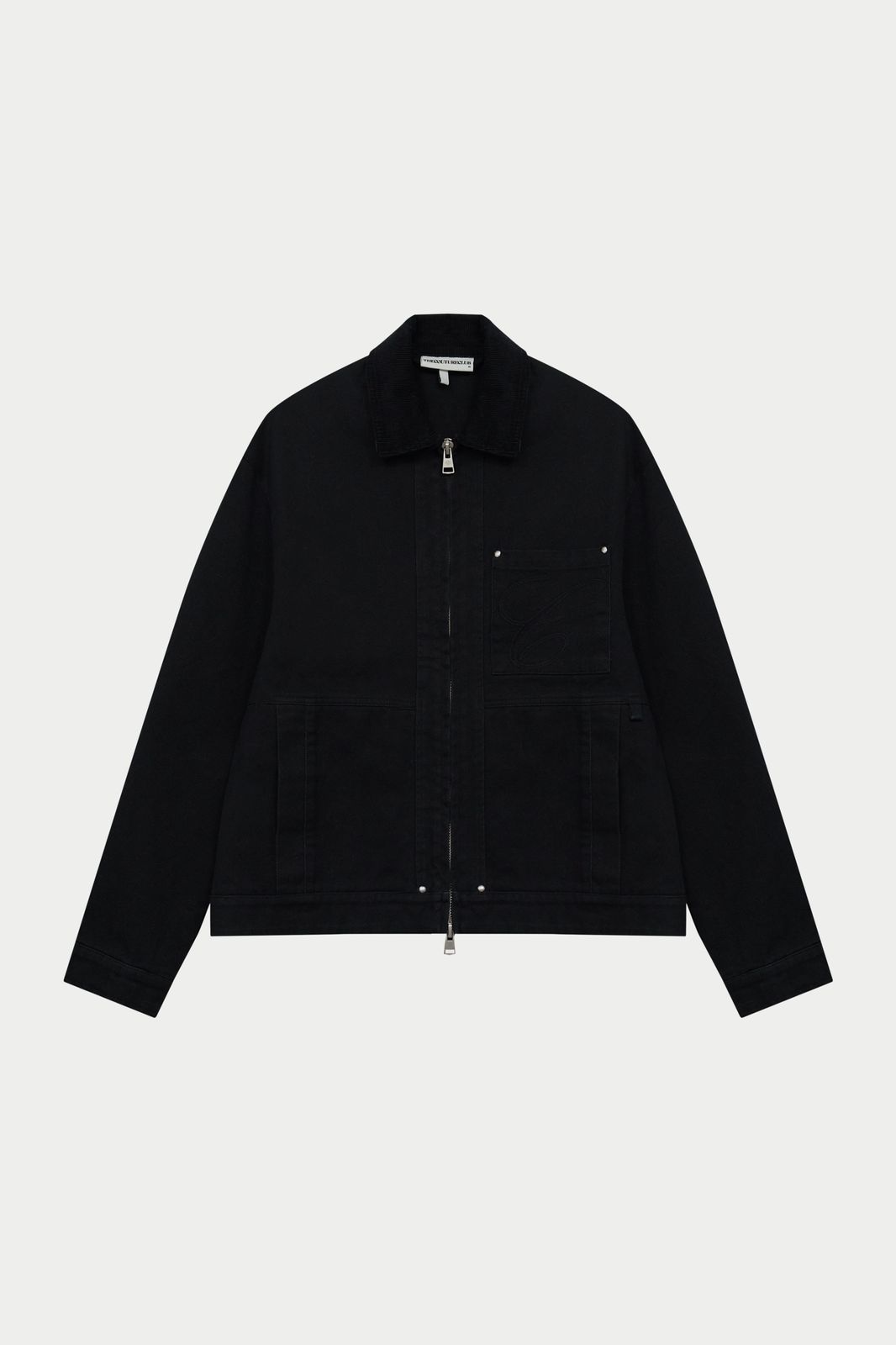 TWILL CONTRAST COLLAR JACKET - WASHED BLACK