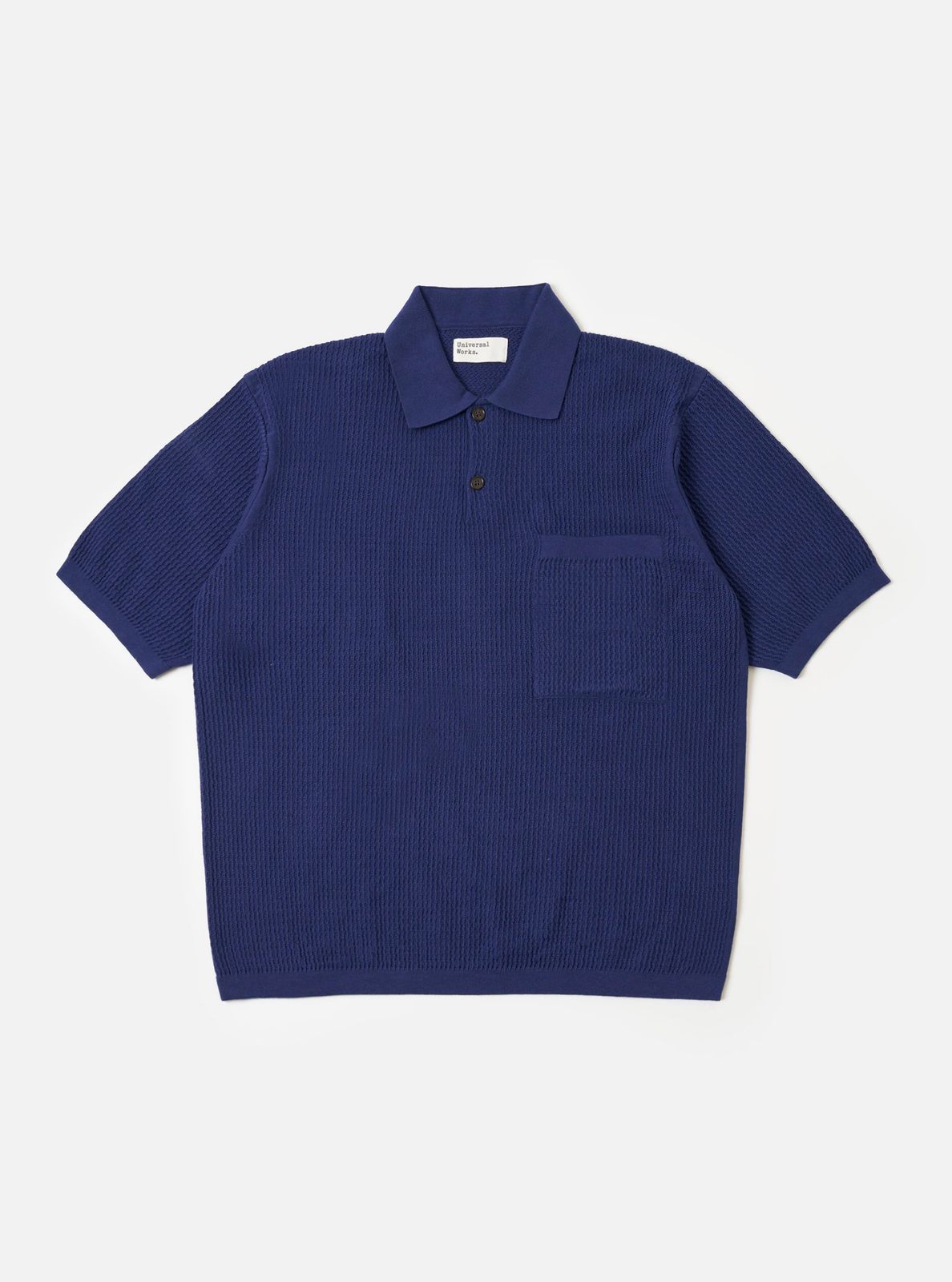 Navy Fine Texture Tricot S/S Knit Polo