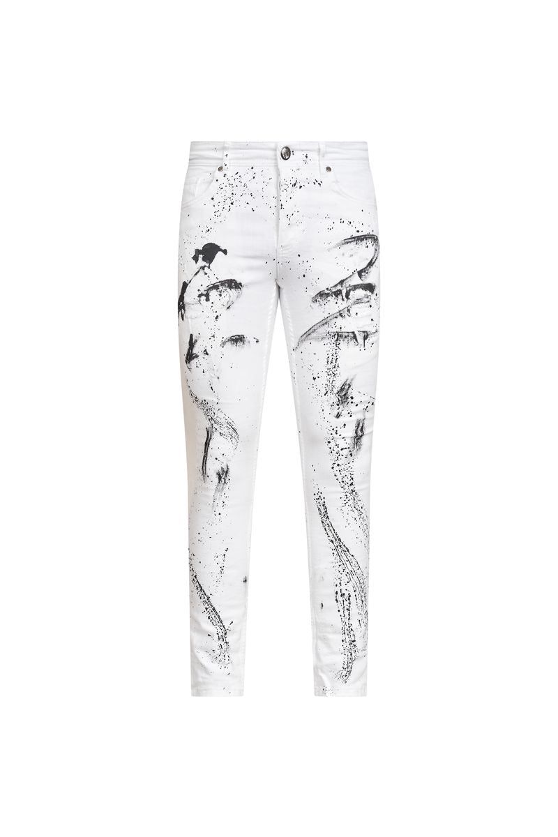 Ovy Blanc Art Splatter Stretch Denim