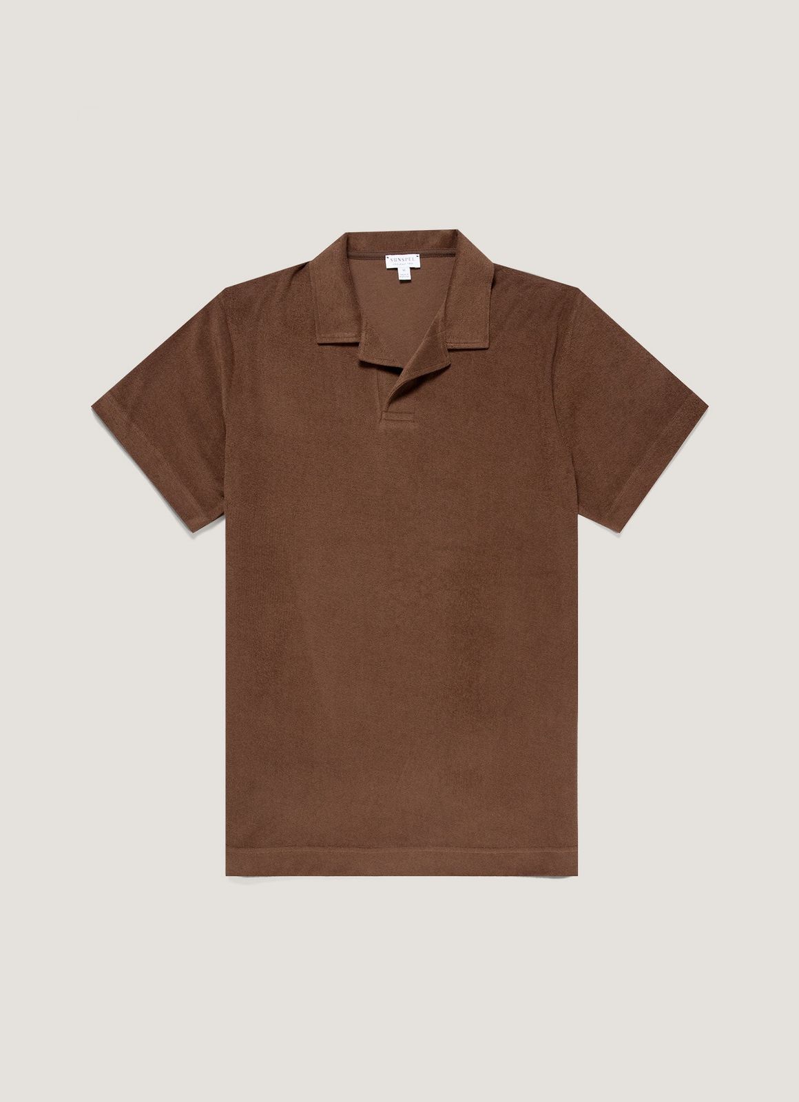 Men's Towelling Polo Shirt in Dark Walnut