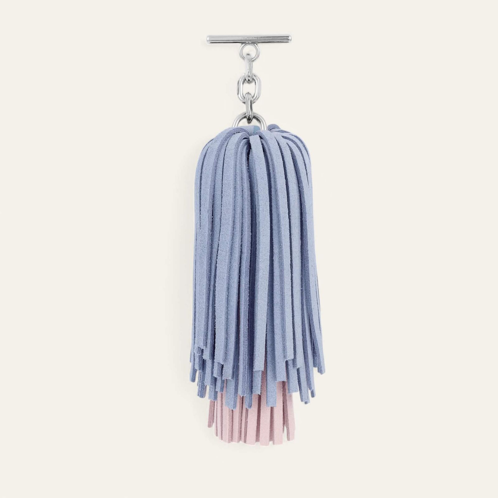 Gemini Pompom | Periwinkle Soft Pink with Silver hardware