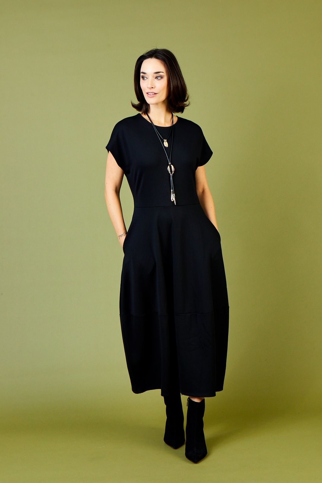 Gemma Heavy Jersey Dress With Bubble Skirt