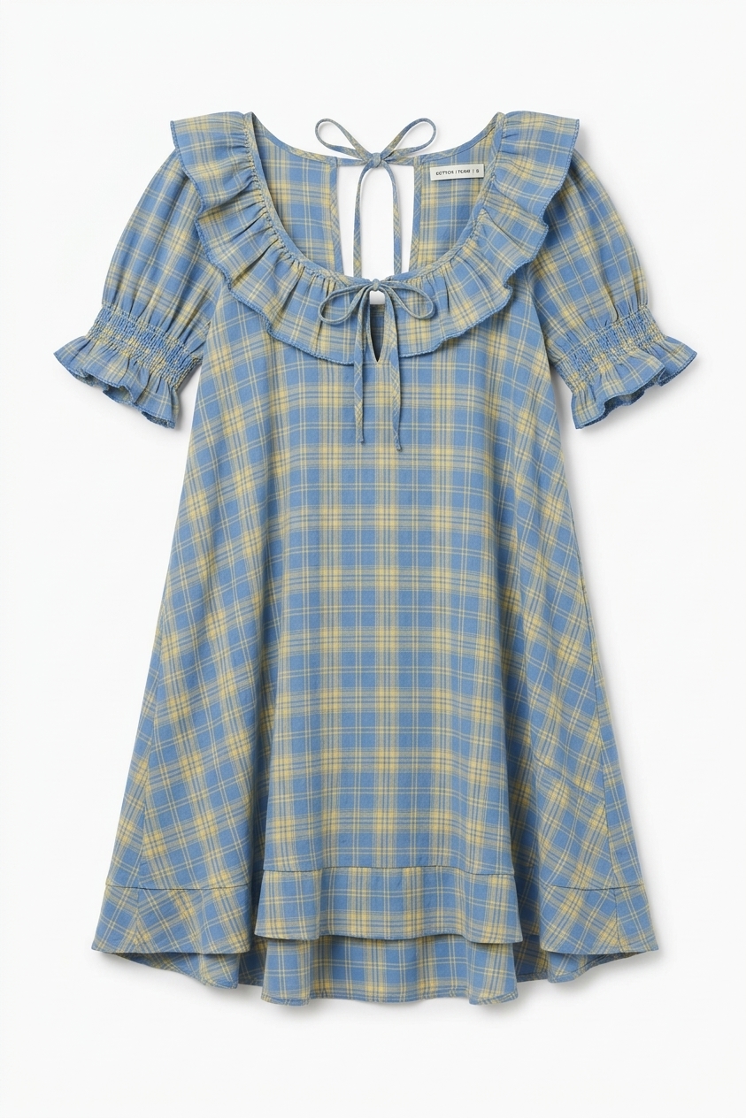 Harlow Mini Night Dress - Butter Blue Check