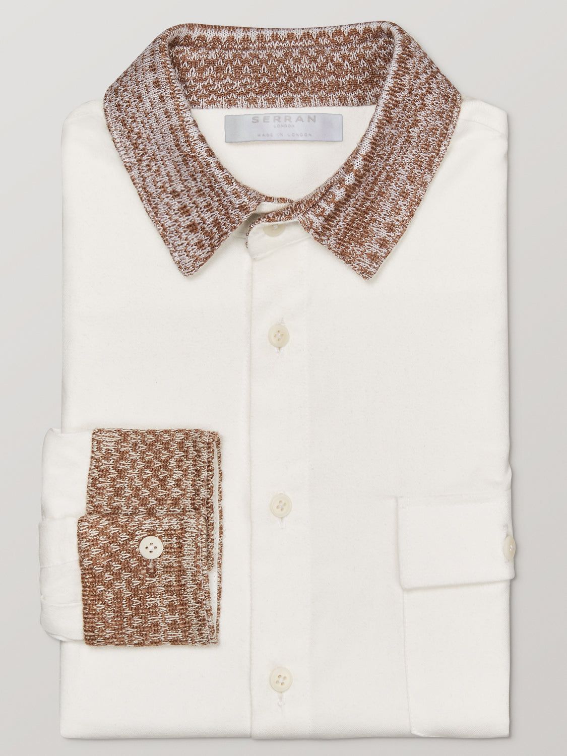 Caramel Knit Collar Shirt