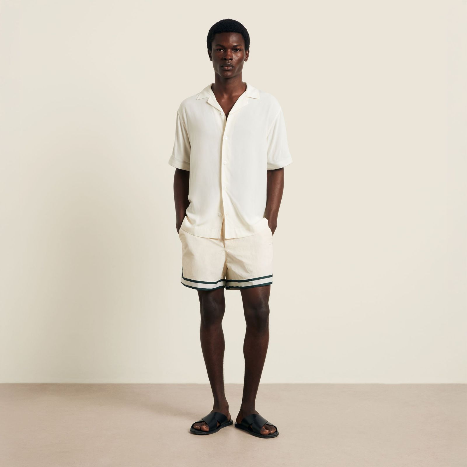 RECYCLED NYLON BALLER SWIMSHORT - IVORY